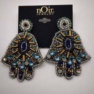 nOir jewelry pendant earrings inlaid with crystal stones